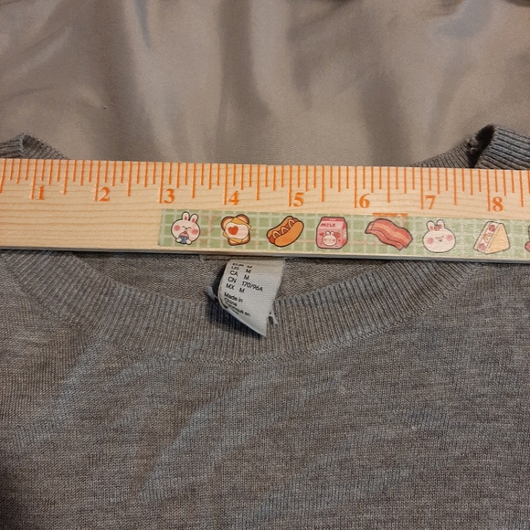 H&M gray sweater mock sheer top Women's Medium - Picture 4 of 9